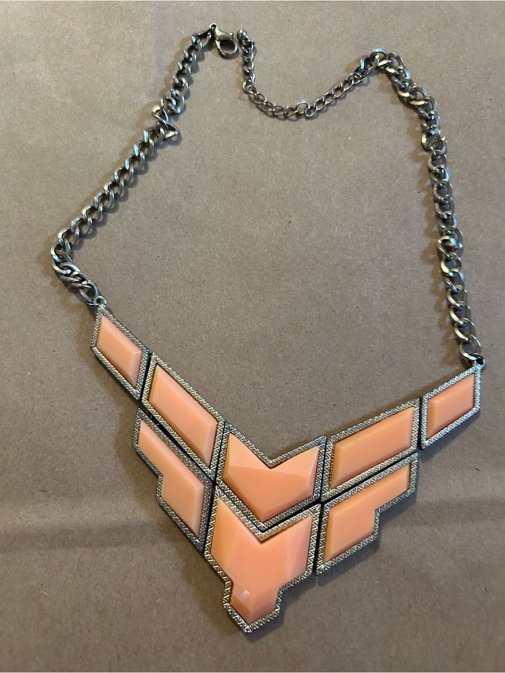 Statement Geometric Peach Bib Necklace